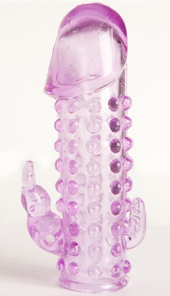 Закрытая фиолетовая насадка с 2 отростками - 13 см. - Toyfa Basic - в Северодвинске купить с доставкой Закрытая фиолетовая насадка с 2 отростками - 13 см. - Toyfa Basic - в Северодвинске купить с доставкой