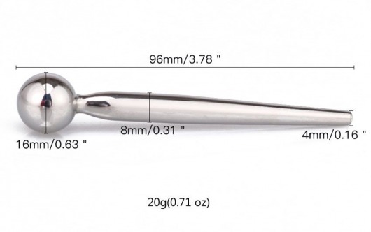 Гладкий металлический уретральный плаг с шариком - 9,6 см. - Notabu - купить с доставкой в Северодвинске