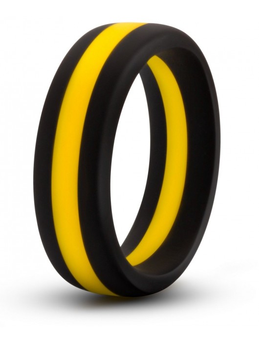 Черно-желтое силиконовое эрекционное кольцо Silicone Go Pro Cock Ring - Blush Novelties - в Северодвинске купить с доставкой