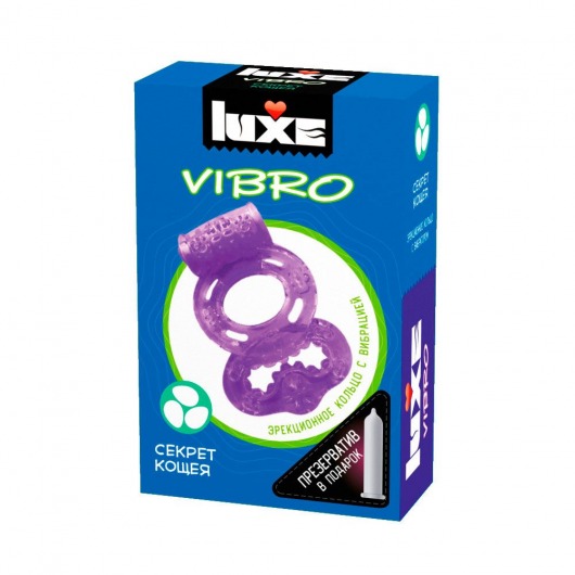 Фиолетовое эрекционное виброкольцо Luxe VIBRO  Секрет Кощея  + презерватив - Luxe - в Северодвинске купить с доставкой