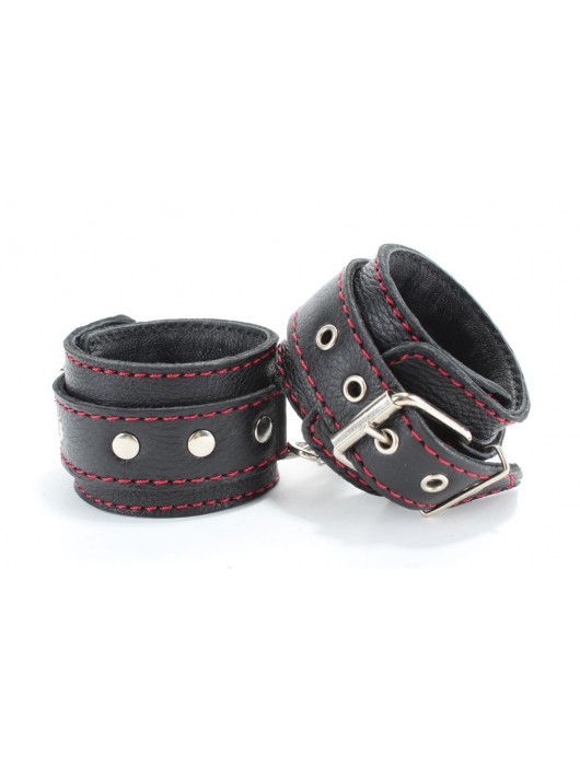 Черный бондажный набор с красной строчкой - БДСМ Арсенал - купить с доставкой в Северодвинске