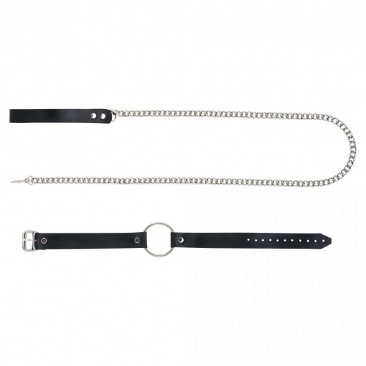 Черный поводок и чокер с кольцом Rada - Rebelts - купить с доставкой в Северодвинске