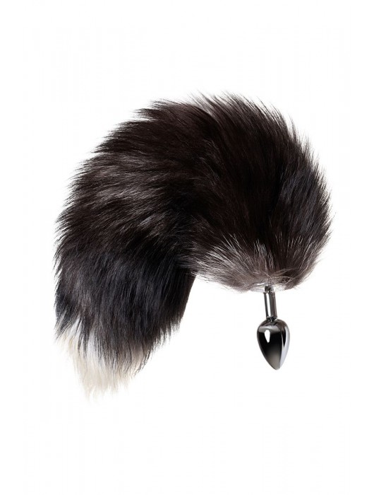 Серебристая металлическая анальная втулка с хвостом чернобурой лисы - размер S - ToyFa - купить с доставкой в Северодвинске