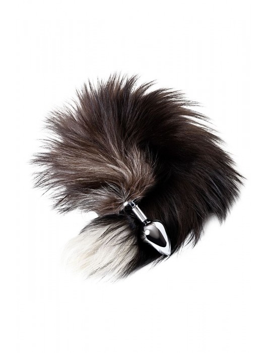 Серебристая металлическая анальная втулка с хвостом чернобурой лисы - размер S - ToyFa - купить с доставкой в Северодвинске