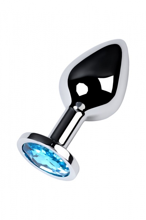Серебристая конусовидная анальная пробка с голубым кристаллом - 8 см. - ToyFa - купить с доставкой в Северодвинске