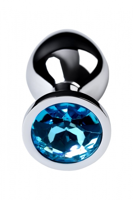 Серебристая конусовидная анальная пробка с голубым кристаллом - 8 см. - ToyFa - купить с доставкой в Северодвинске