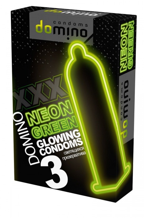 Презервативы DOMINO Neon Green со светящимся в темноте кончиком - 3 шт. - Domino - купить с доставкой в Северодвинске