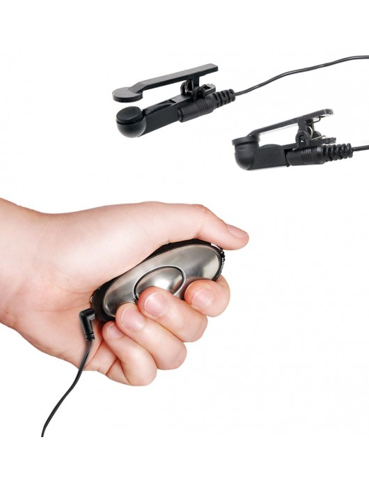 Черные электрические зажимы для сосков Shock Therapy Nipple Clamps - Pipedream - купить с доставкой в Северодвинске