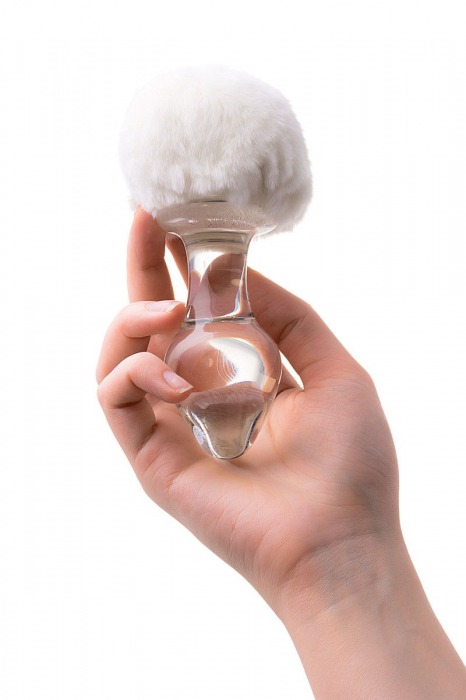 Стеклянная анальная втулка с хвостиком - 9,5 см. - Sexus - купить с доставкой в Северодвинске