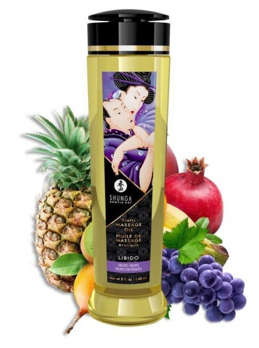 Массажное масло Libido Exotic Fruits с ароматом экзотических фруктов - 240 мл. - Shunga - купить с доставкой в Северодвинске