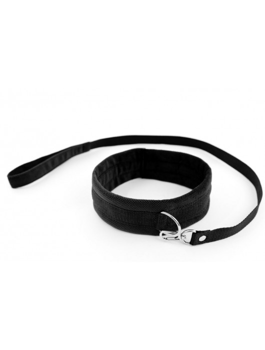 Черный ошейник My Rules с поводком - БДСМ Арсенал - купить с доставкой в Северодвинске