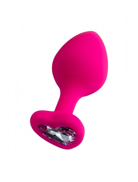 Розовая анальная втулка Diamond Heart с прозрачным кристаллом - 8 см. - ToyFa - купить с доставкой в Северодвинске