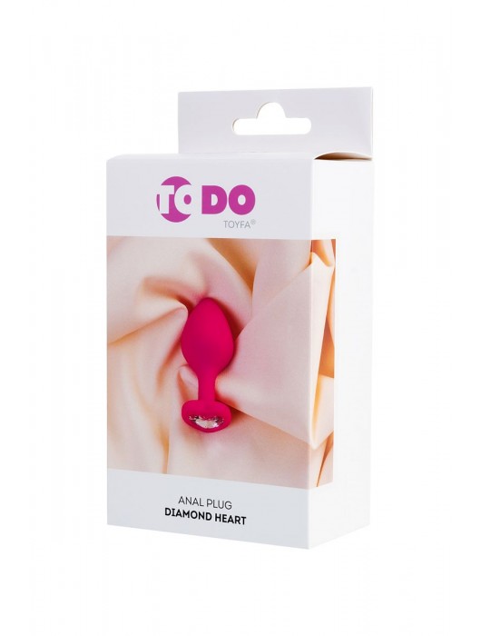 Розовая анальная втулка Diamond Heart с прозрачным кристаллом - 8 см. - ToyFa - купить с доставкой в Северодвинске