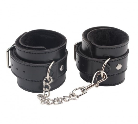 Черные оковы на ноги Obey Me Leather Ankle Cuffs - Chisa - купить с доставкой в Северодвинске