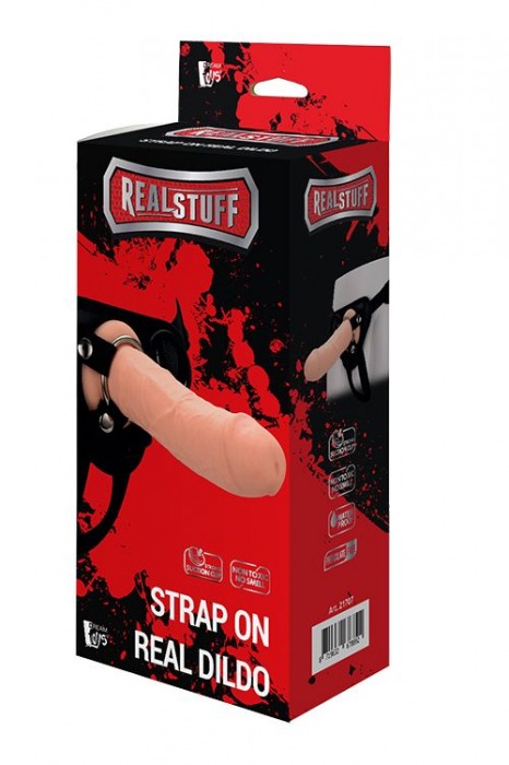 Черные трусики с телесной насадкой STRAP ON REAL DILDO - 21 см. - Dream Toys - купить с доставкой в Северодвинске