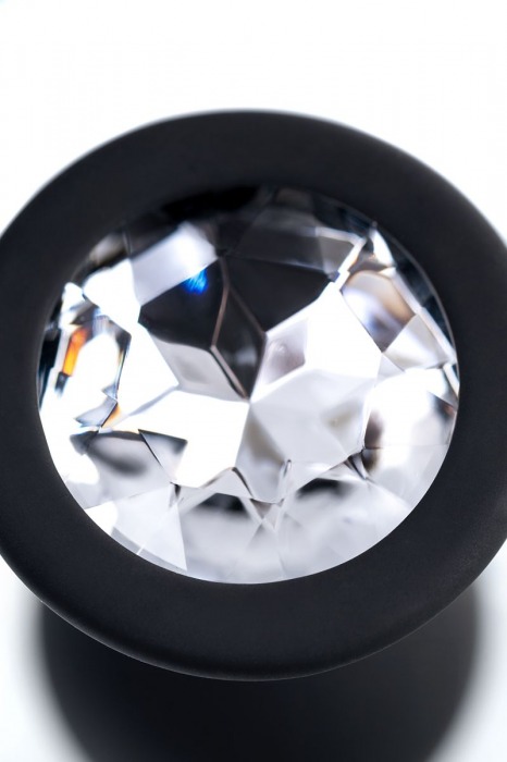 Черная анальная втулка с прозрачным стразом - 7,2 см. - POPO Pleasure - купить с доставкой в Северодвинске