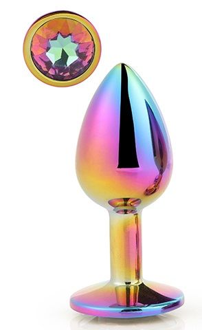 Голографическая анальная втулка с радужным кристаллом - 7,1 см. - Dream Toys - купить с доставкой в Северодвинске