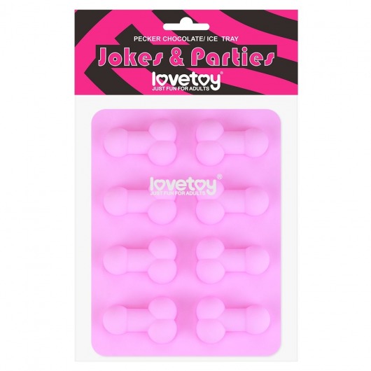 Розовая формочка для льда и шоколада Pecker Chocolate/Ice Tray - Lovetoy - купить с доставкой в Северодвинске