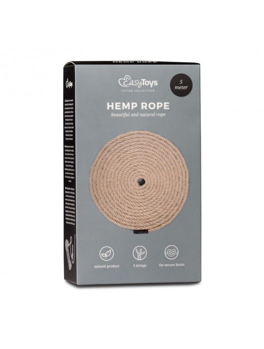 Пеньковая веревка для связывания Hemp Rope - 5 м. - Easy toys - купить с доставкой в Северодвинске