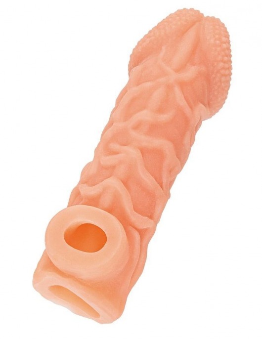 Телесная закрытая насадка с венками Cock Sleeve Size S - 13,8 см. - KOKOS - в Северодвинске купить с доставкой