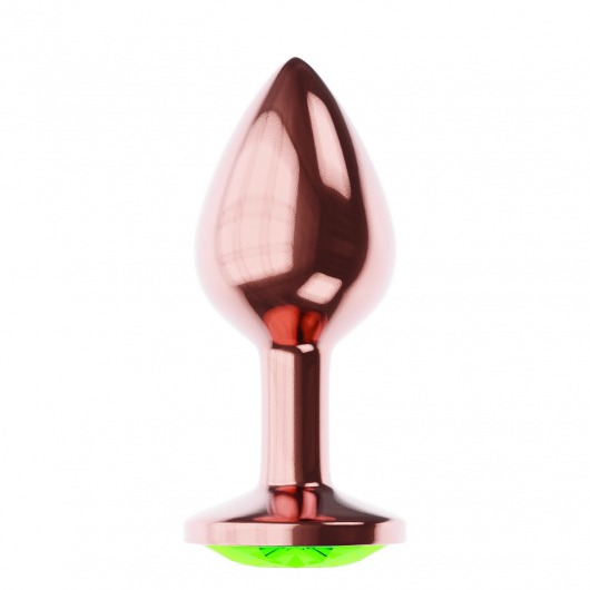 Пробка цвета розового золота с лаймовым кристаллом Diamond Emerald Shine S - 7,2 см. - Lola Games - купить с доставкой в Северодвинске
