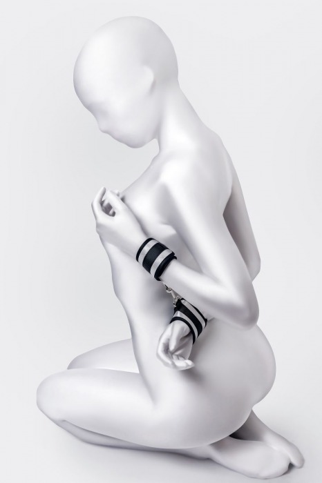 Серебристо-черные наручники Anonymo - ToyFa - купить с доставкой в Северодвинске