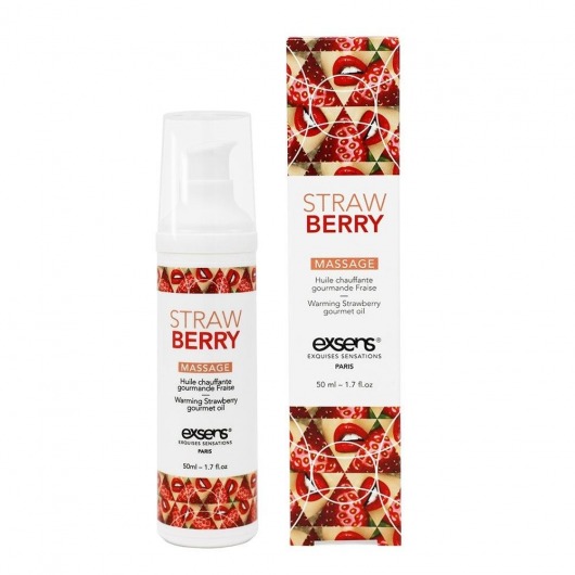 Разогревающее массажное масло  с ароматом клубники Gourmet Strawberry - 50 мл. - Exsens - купить с доставкой в Северодвинске