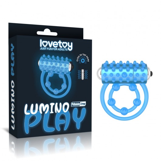 Голубое, светящееся в темноте виброкольцо Lumino Play Vibrating Penis Ring - Lovetoy - в Северодвинске купить с доставкой