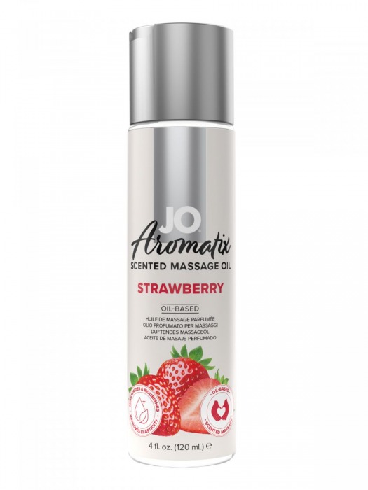 Массажное масло JO Aromatix Massage Oil Strawberry с ароматом клубники - 120 мл. - System JO - купить с доставкой в Северодвинске