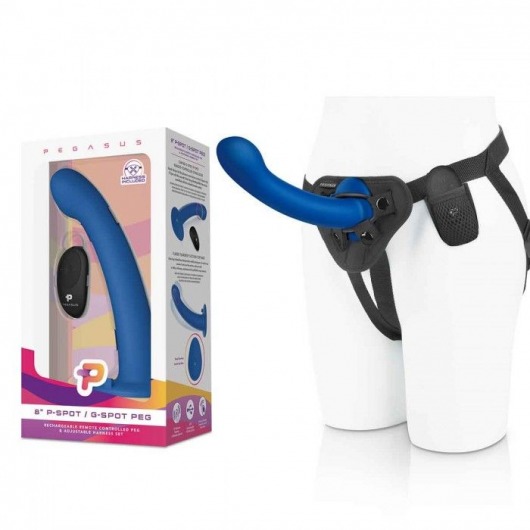 Синяя насадка Remote Control P-Spot G-Spot с черными трусиками - 20 см. - Pegasus - купить с доставкой в Северодвинске