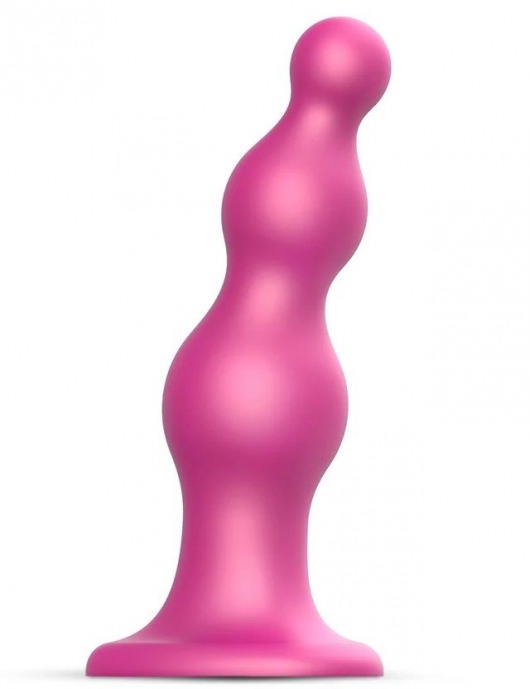 Розовая насадка Strap-On-Me Dildo Plug Beads size S - Strap-on-me - купить с доставкой в Северодвинске