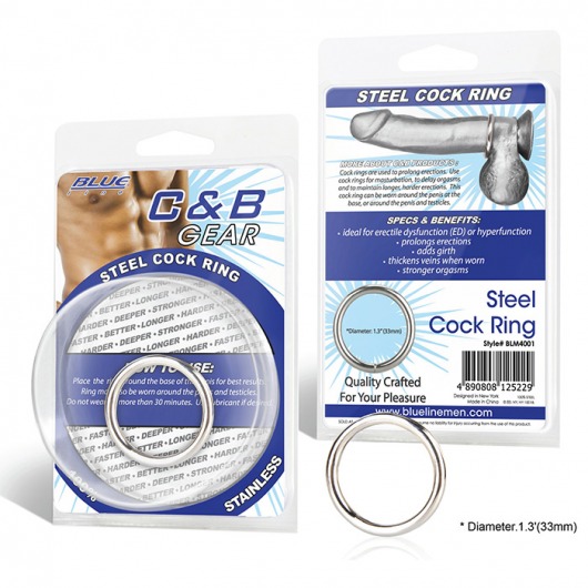 Стальное эрекционное кольцо STEEL COCK RING - 3.5 см. - BlueLine - в Северодвинске купить с доставкой