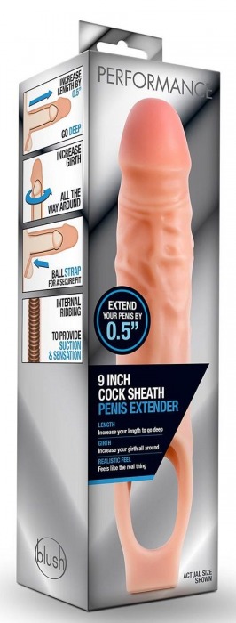 Телесная насадка на пенис 9 Inch Cock Sheath Extender - 22,2 см. - Blush Novelties - в Северодвинске купить с доставкой