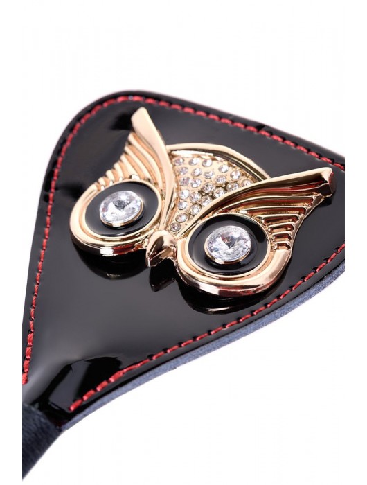 Чёрный стек с совой на кожаном наконечнике - 24 см. - ToyFa - купить с доставкой в Северодвинске