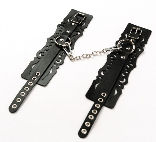 Узорчатые кожаные оковы с регулируемыми ремешками - Crazy Handmade - купить с доставкой в Северодвинске