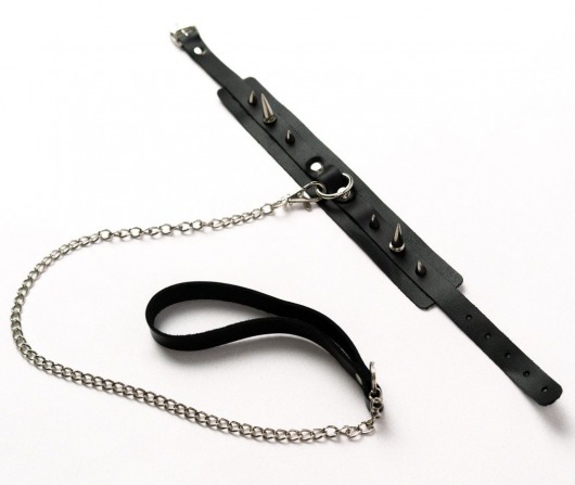 Черный ошейник с шипами и поводком - Crazy Handmade - купить с доставкой в Северодвинске