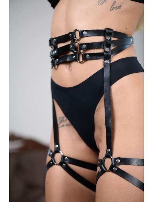 Кожаные гартеры на поясе Esteria - БДСМ Арсенал - купить с доставкой в Северодвинске