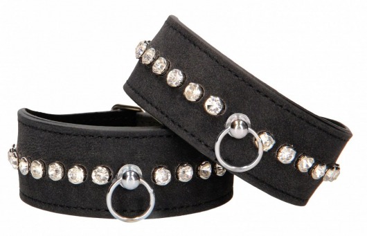 Черные поножи Diamond Studded Ankle Cuffs - Shots Media BV - купить с доставкой в Северодвинске