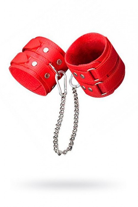 Кожаные красные оковы с цепочкой - Sitabella - купить с доставкой в Северодвинске