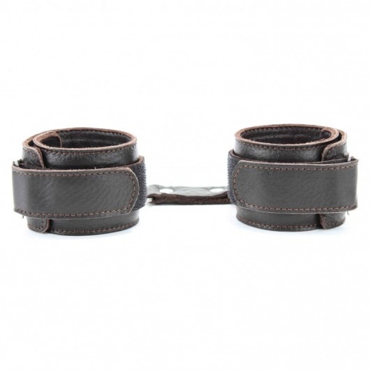 Коричневые кожаные наручники - БДСМ Арсенал - купить с доставкой в Северодвинске