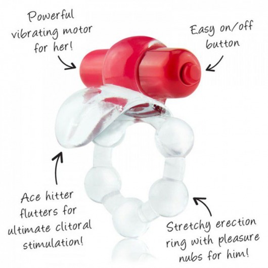 Виброкольцо с язычком и красным виброэлементом Overtime - Screaming O - в Северодвинске купить с доставкой