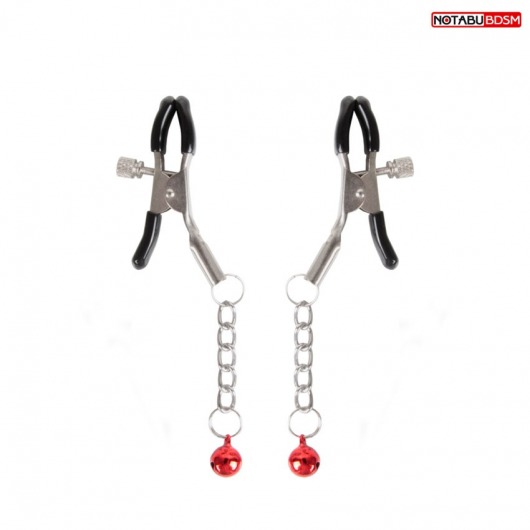 Серебристые зажимы на соски с шариками на цепочках - Notabu - купить с доставкой в Северодвинске Серебристые зажимы на соски с шариками на цепочках - Notabu - купить с доставкой в Северодвинске