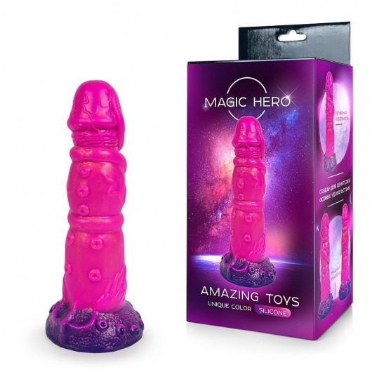 Розовый рельефный фантазийный фаллоимитатор - 20 см. - Bior toys - купить с доставкой в Северодвинске