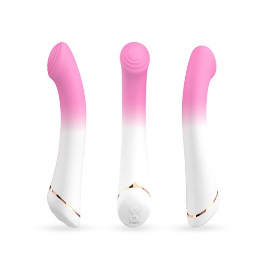 Бело-розовый изогнутый силиконовый вибромассажер - 18,7 см. - Silicone Toys
