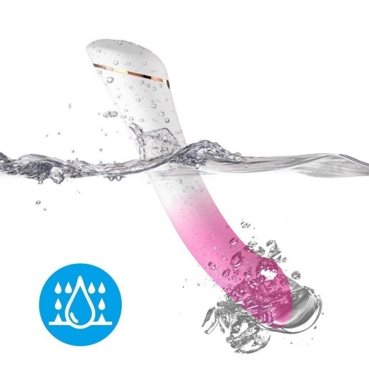 Бело-розовый изогнутый силиконовый вибромассажер - 18,7 см. - Silicone Toys