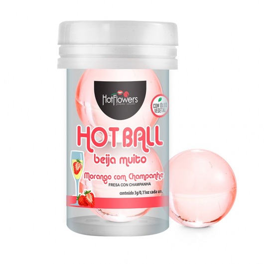 Лубрикант на масляной основе Hot Ball Beija Muito с ароматом клубники и шампанского (2 шарика по 3 гр.) - HotFlowers - купить с доставкой в Северодвинске