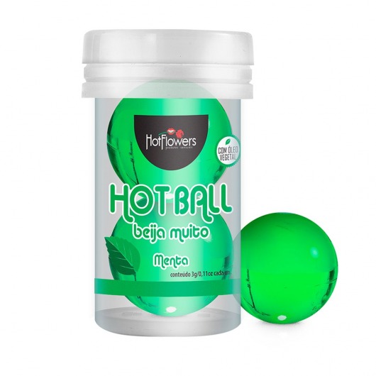 Лубрикант на масляной основе Hot Ball Beija Muito с ароматом мяты (2 шарика по 3 гр.) - HotFlowers - купить с доставкой в Северодвинске