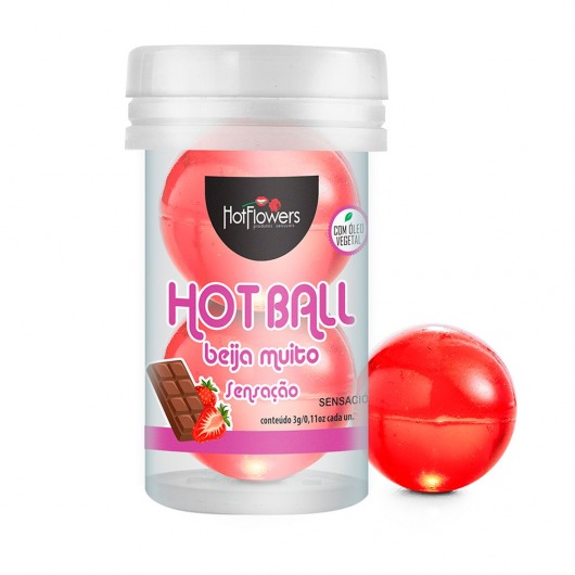 Лубрикант на масляной основе Hot Ball Beija Muito с ароматом шоколада и клубники (2 шарика по 3 гр.) - HotFlowers - купить с доставкой в Северодвинске