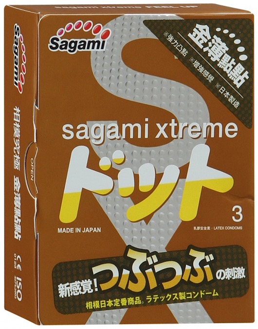 Презервативы Sagami Xtreme FEEL UP с точечной текстурой и линиями прилегания - 3 шт. - Sagami - купить с доставкой в Северодвинске