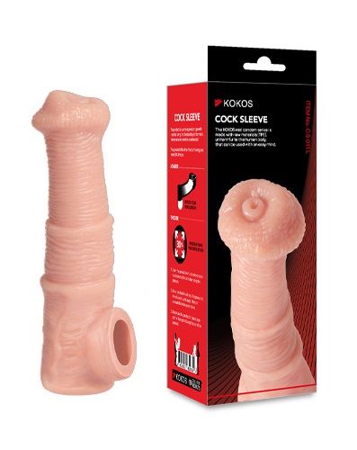 Телесная фантазийная насадка на член Cock Sleeve Size M - KOKOS - в Северодвинске купить с доставкой